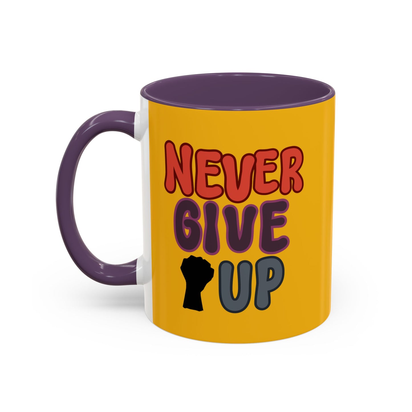 Never Give Up Accent Coffee Mug (11, 15oz)