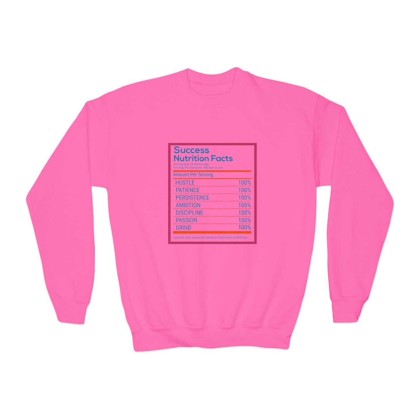 Success Nutrition Facts Youth Crewneck Sweatshirt