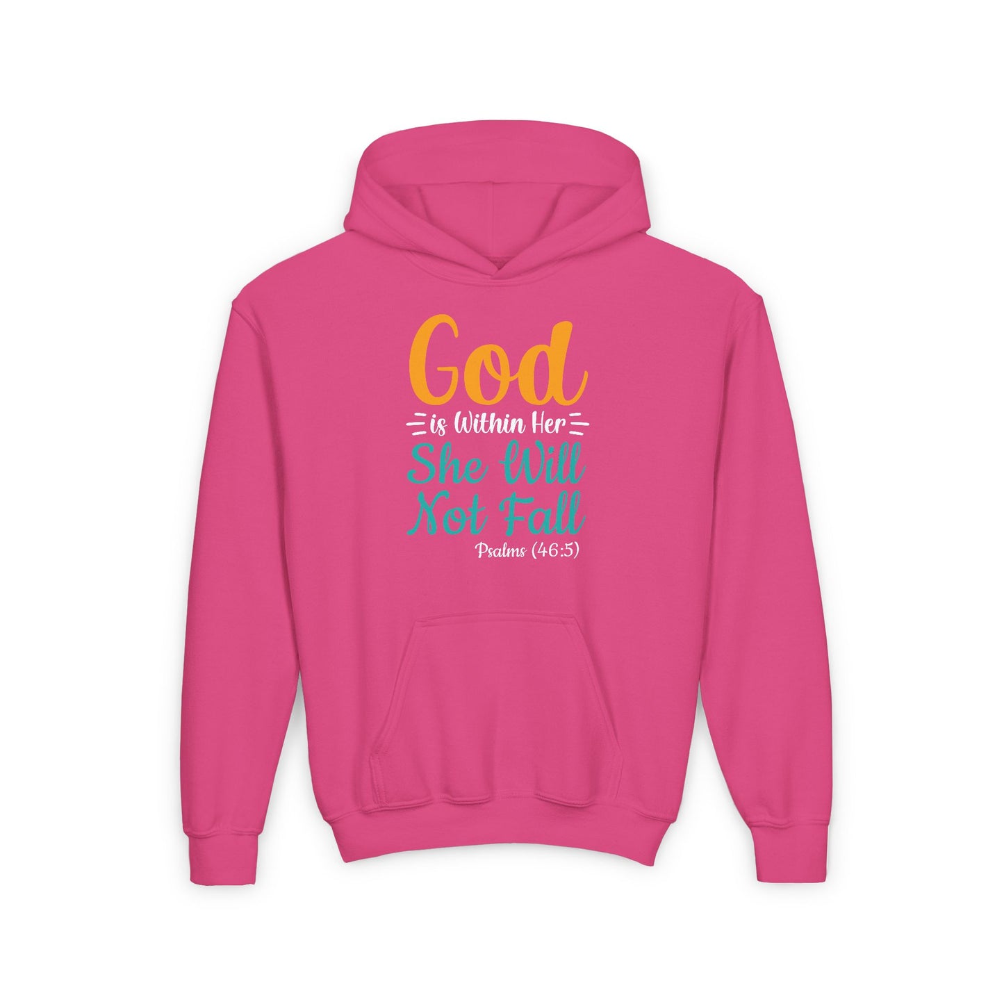 God Is Within Her She Will Not Fall Youth Heavy Blend Hooded Sweatshirt