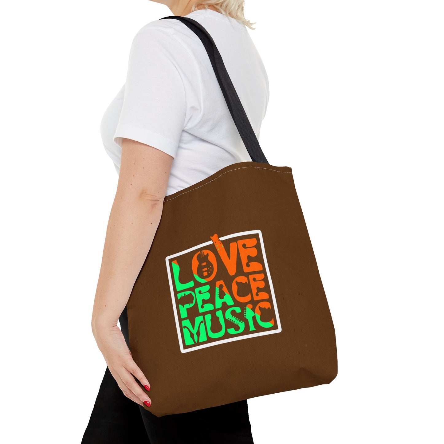 Love Peace Music Tote Bag (AOP)