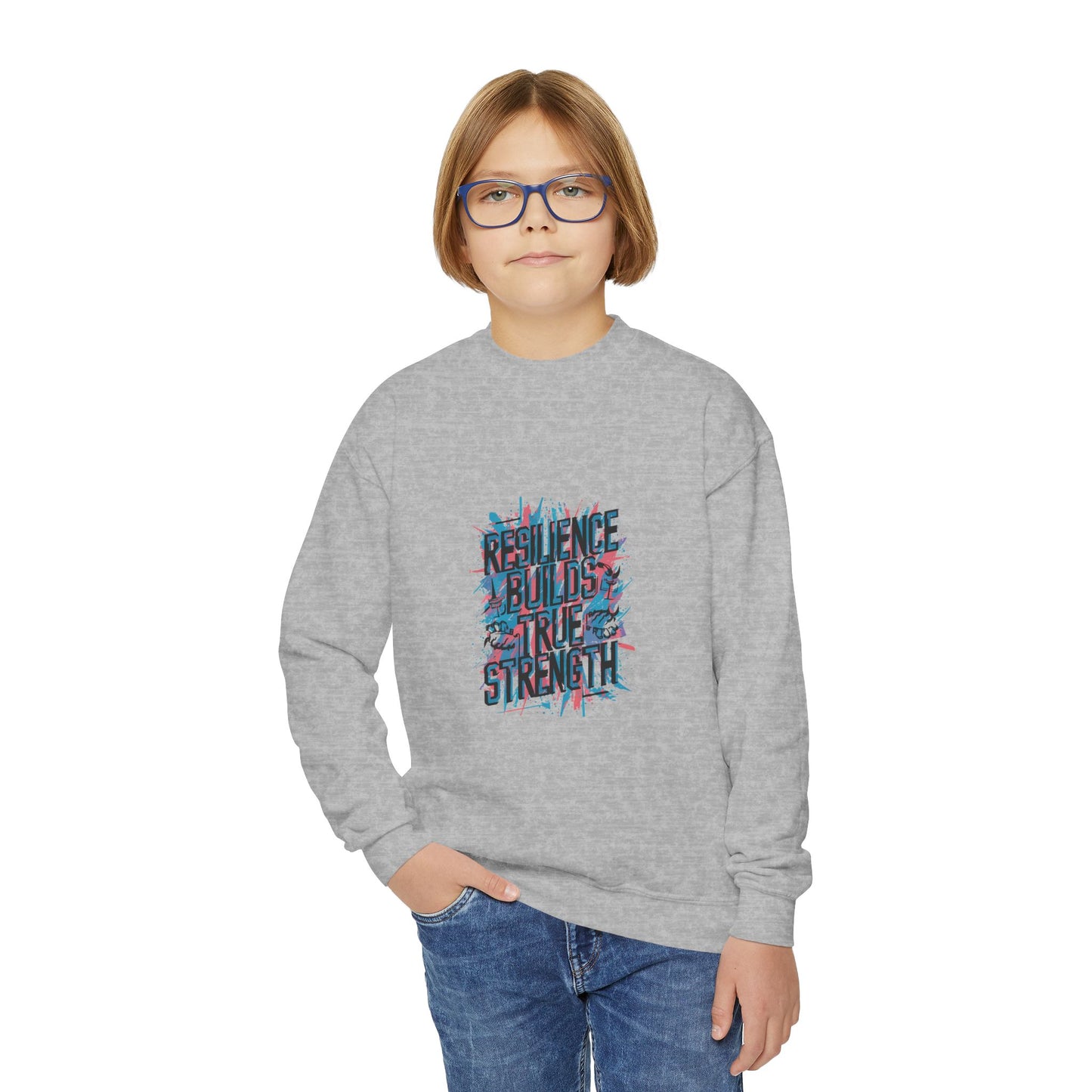 Resilience Builds True Strength Youth Crewneck Sweatshirt