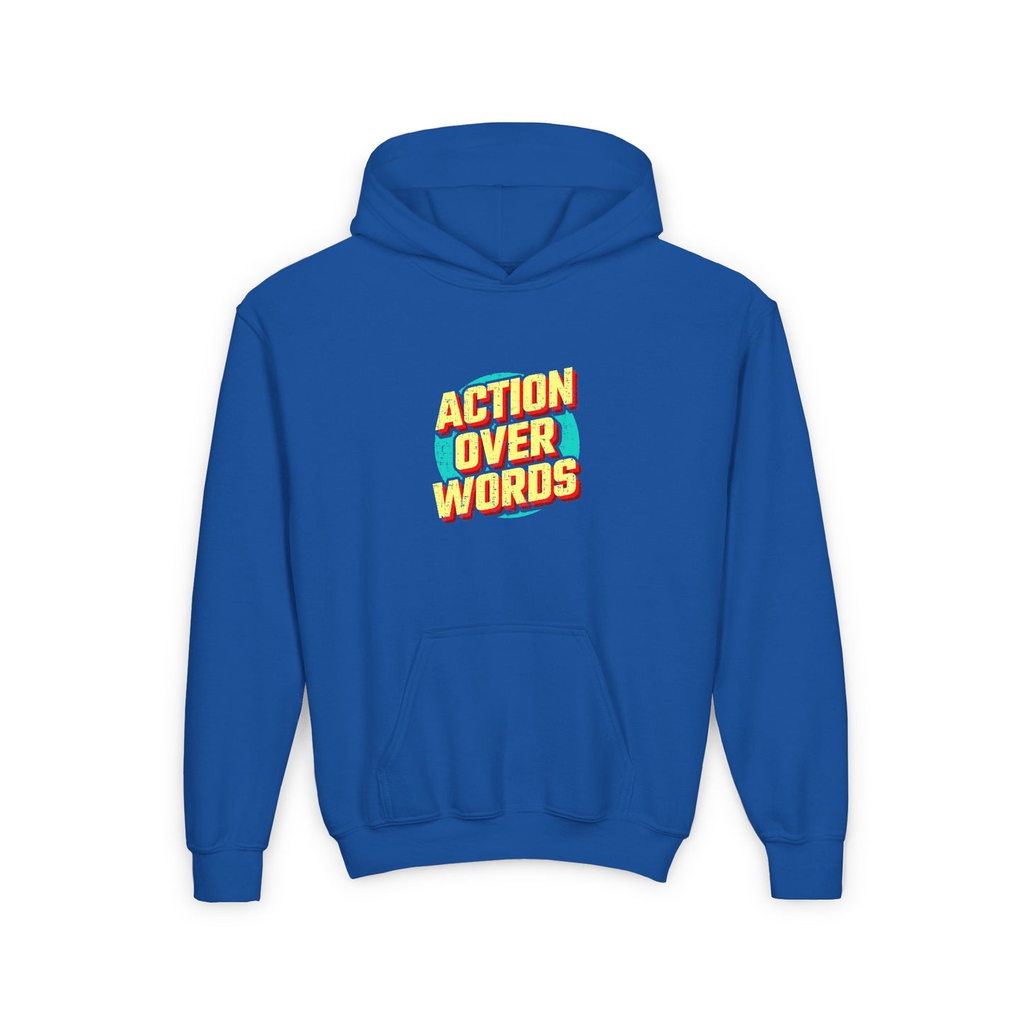 Action Over Words Youth Heavy Blend Hooded Sweatshirt