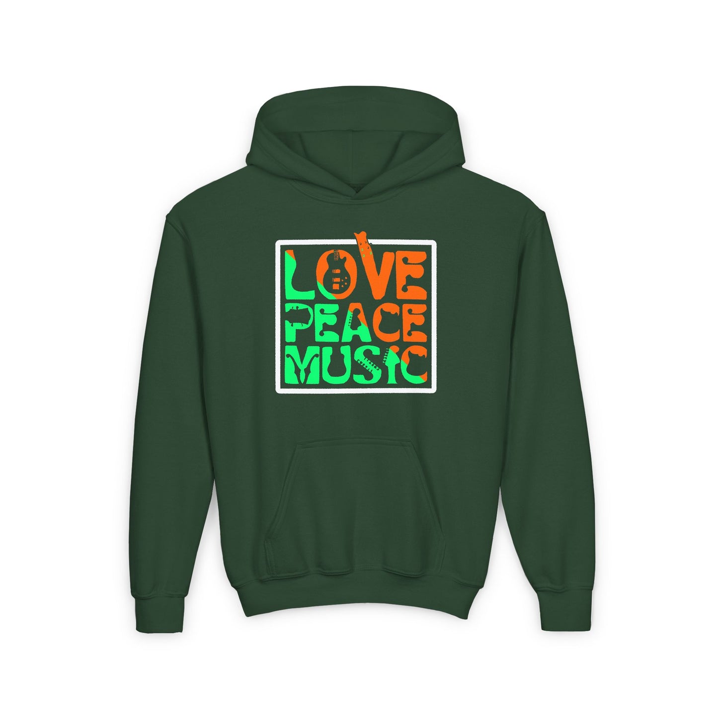 Love Peace Music Youth Heavy Blend Hooded Sweatshirt