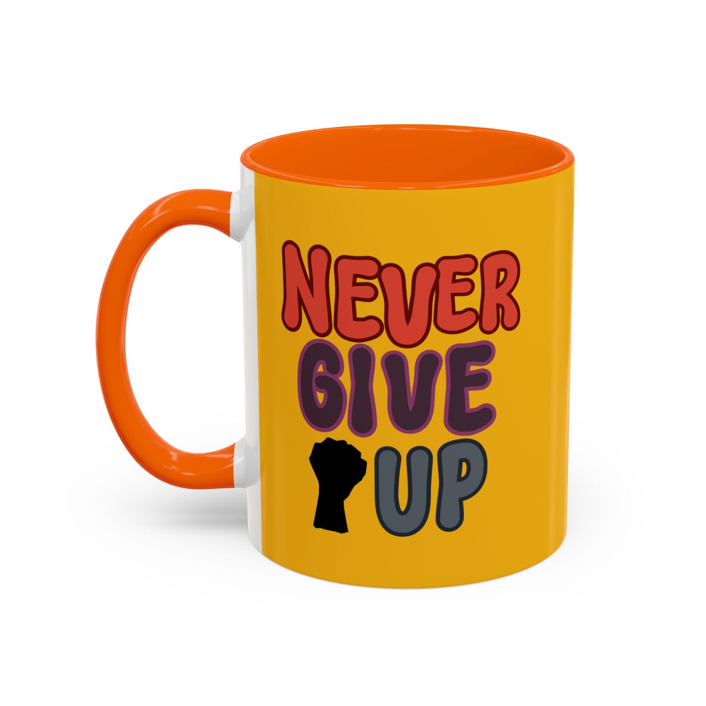 Never Give Up Accent Coffee Mug (11, 15oz)