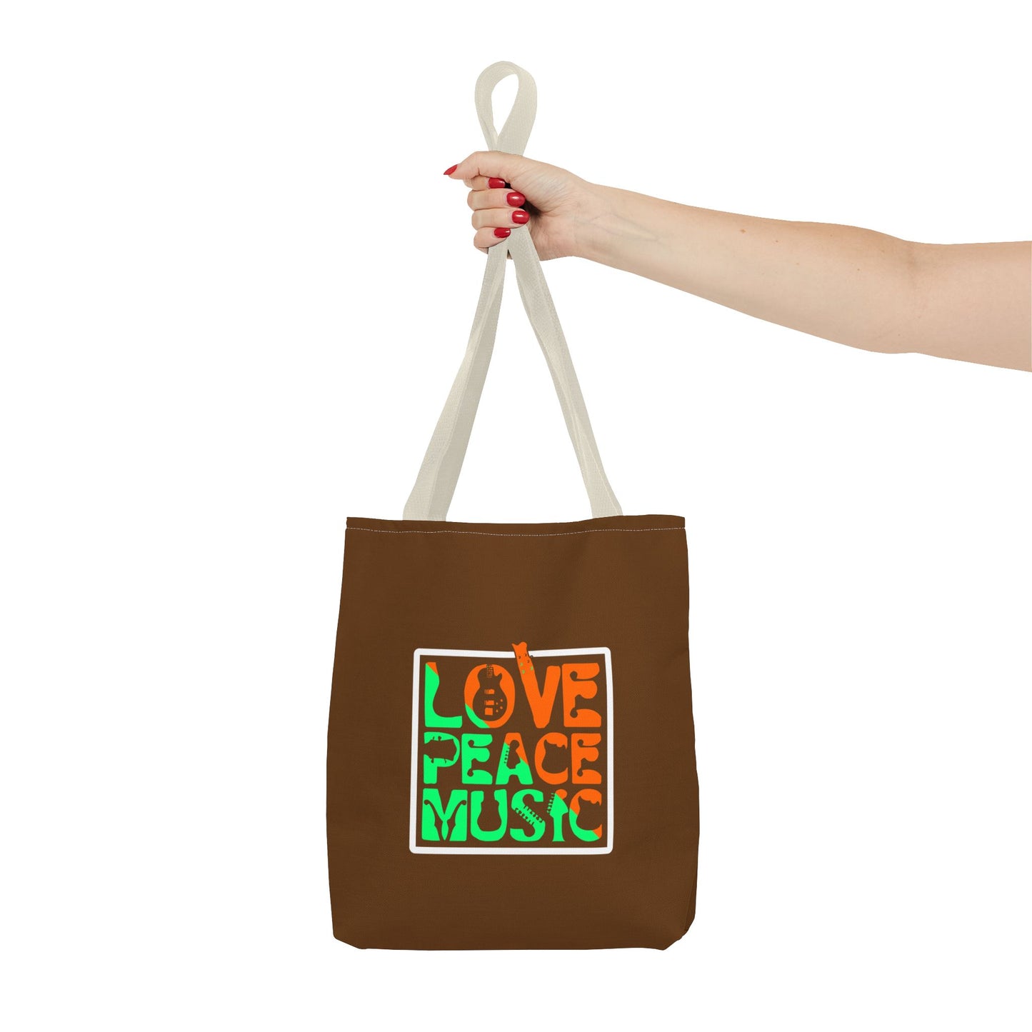 Love Peace Music Tote Bag (AOP)