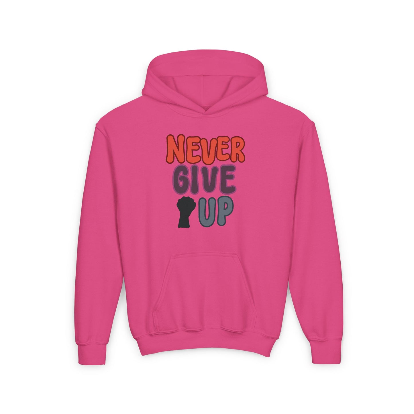 Never Give Up Youth Heavy Blend Hooded Sweatshirt
