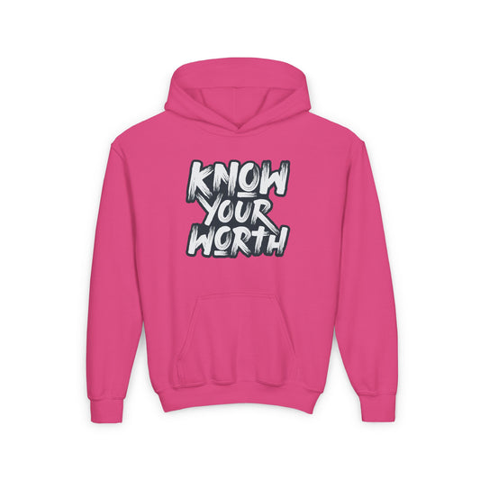 Know Your Worth Youth Heavy Blend Hooded Sweatshirt
