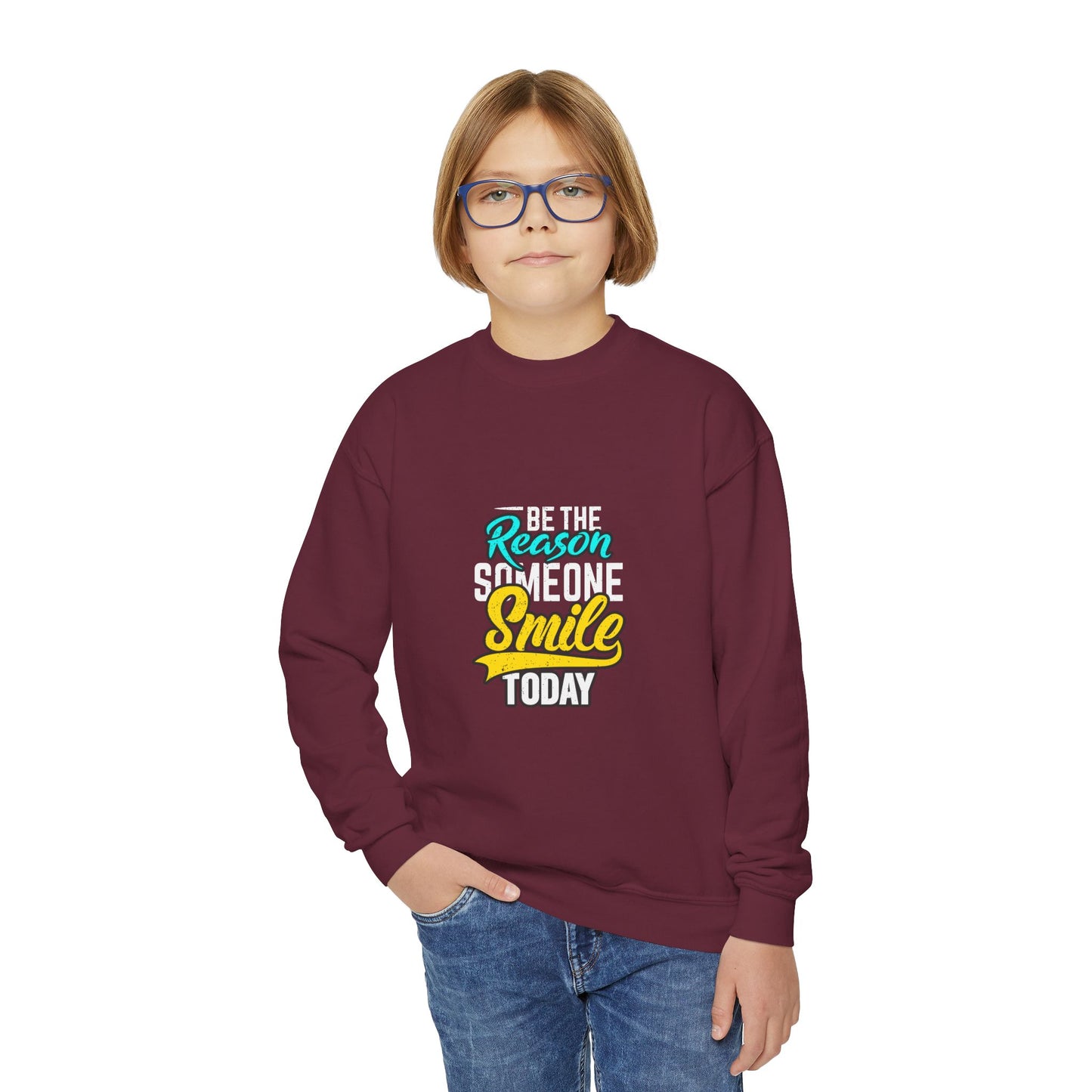 Be The Reason Someone Smile Today Youth Crewneck Sweatshirt