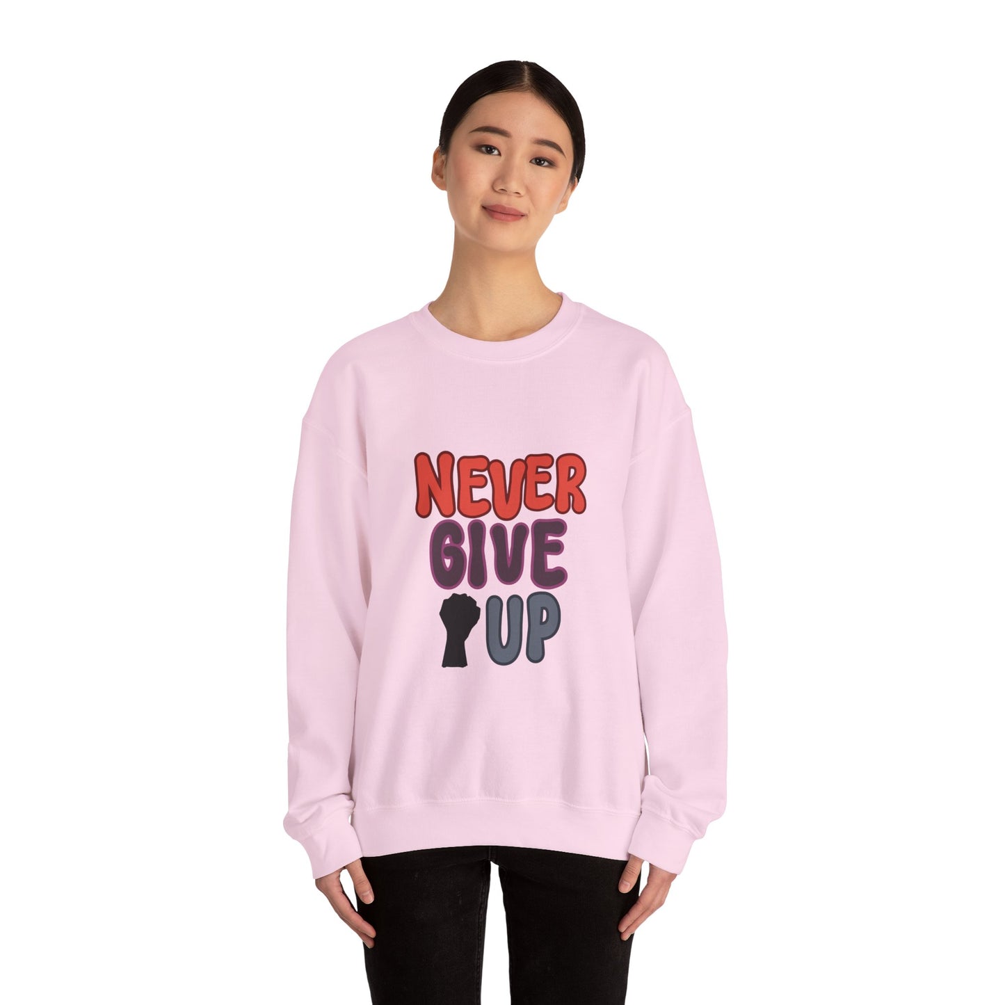 Never Give Up Unisex Heavy Blend™ Crewneck Sweatshirt
