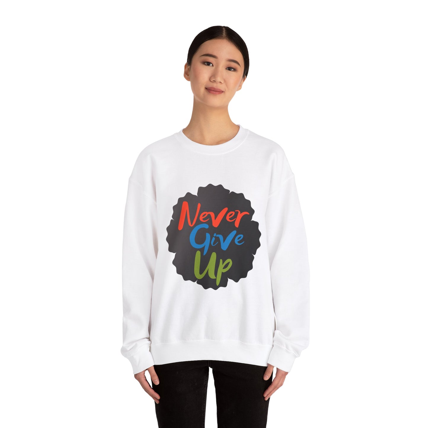 Never Give Up Unisex Heavy Blend™ Crewneck Sweatshirt
