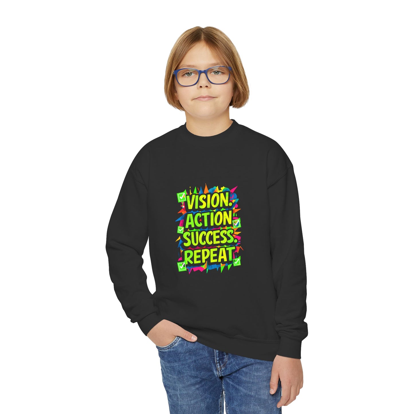 Vision Action Success Repeat Youth Crewneck Sweatshirt
