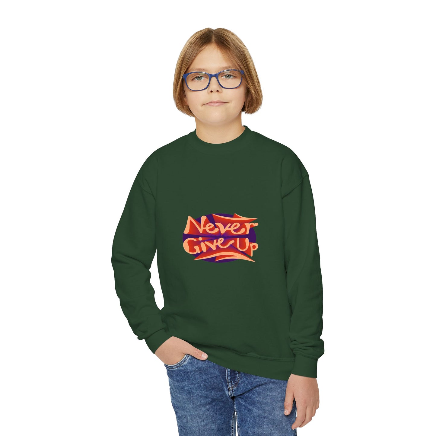 Never Give Up Youth Crewneck Sweatshirt