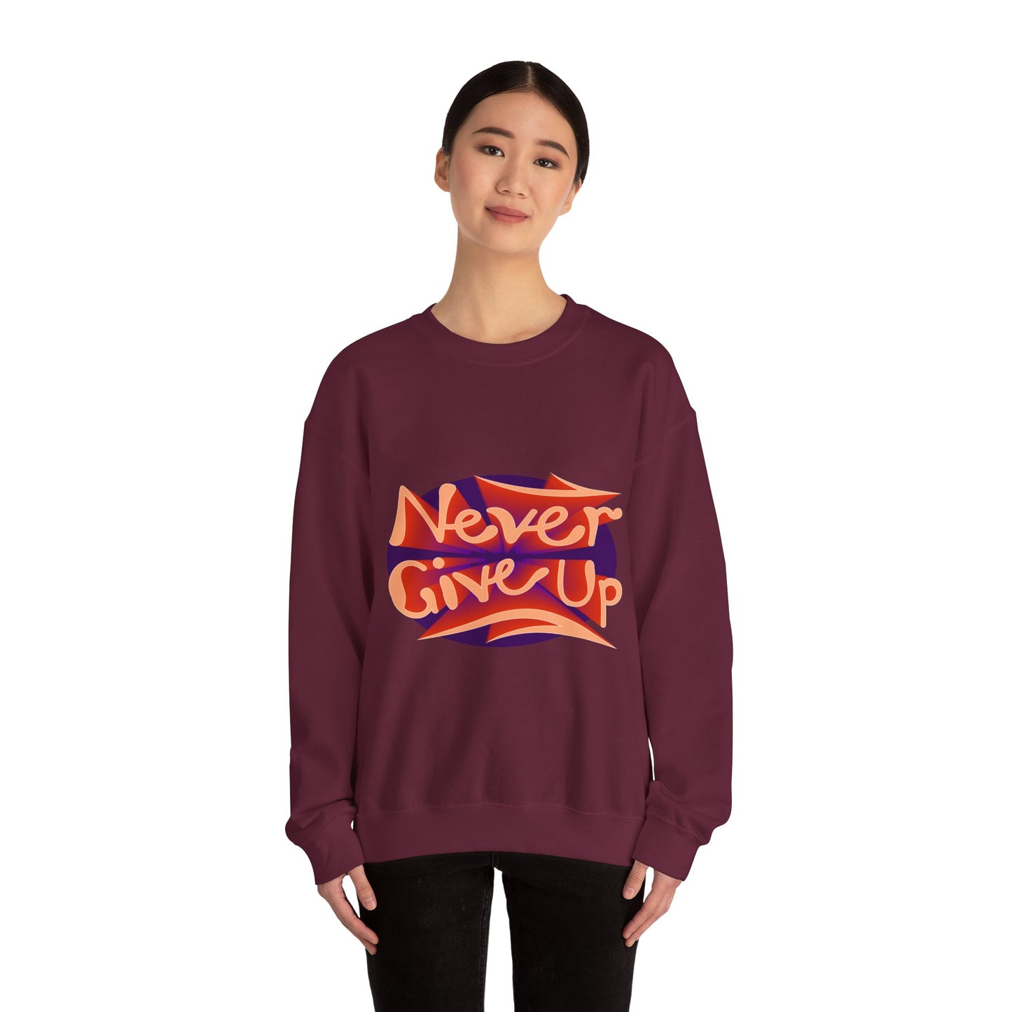 Never Give Up Unisex Heavy Blend™ Crewneck Sweatshirt