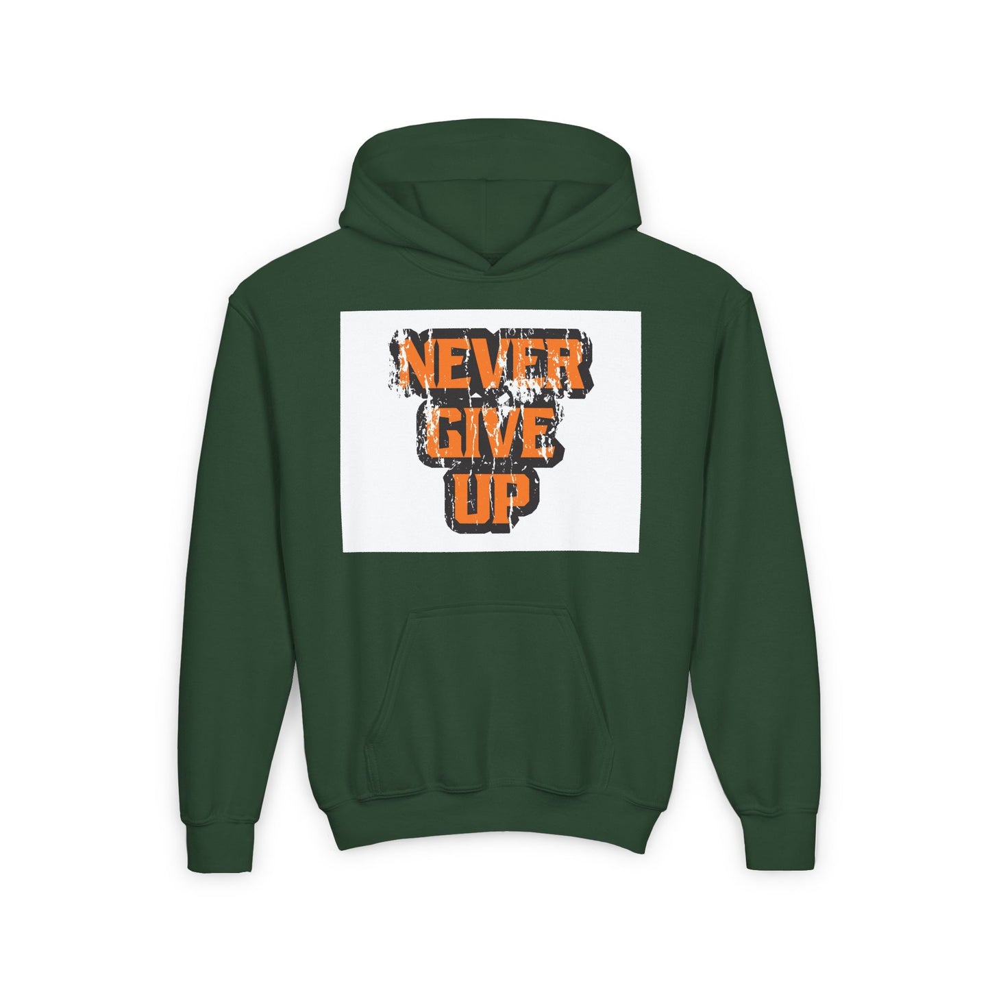 Never Give Up Youth Heavy Blend Hooded Sweatshirt