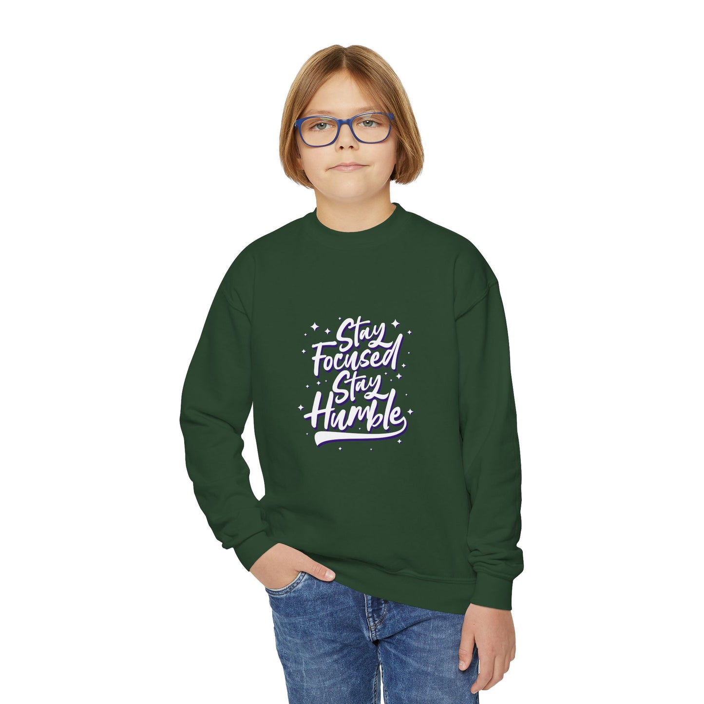 Stay Focused Stay Humble Youth Crewneck Sweatshirt
