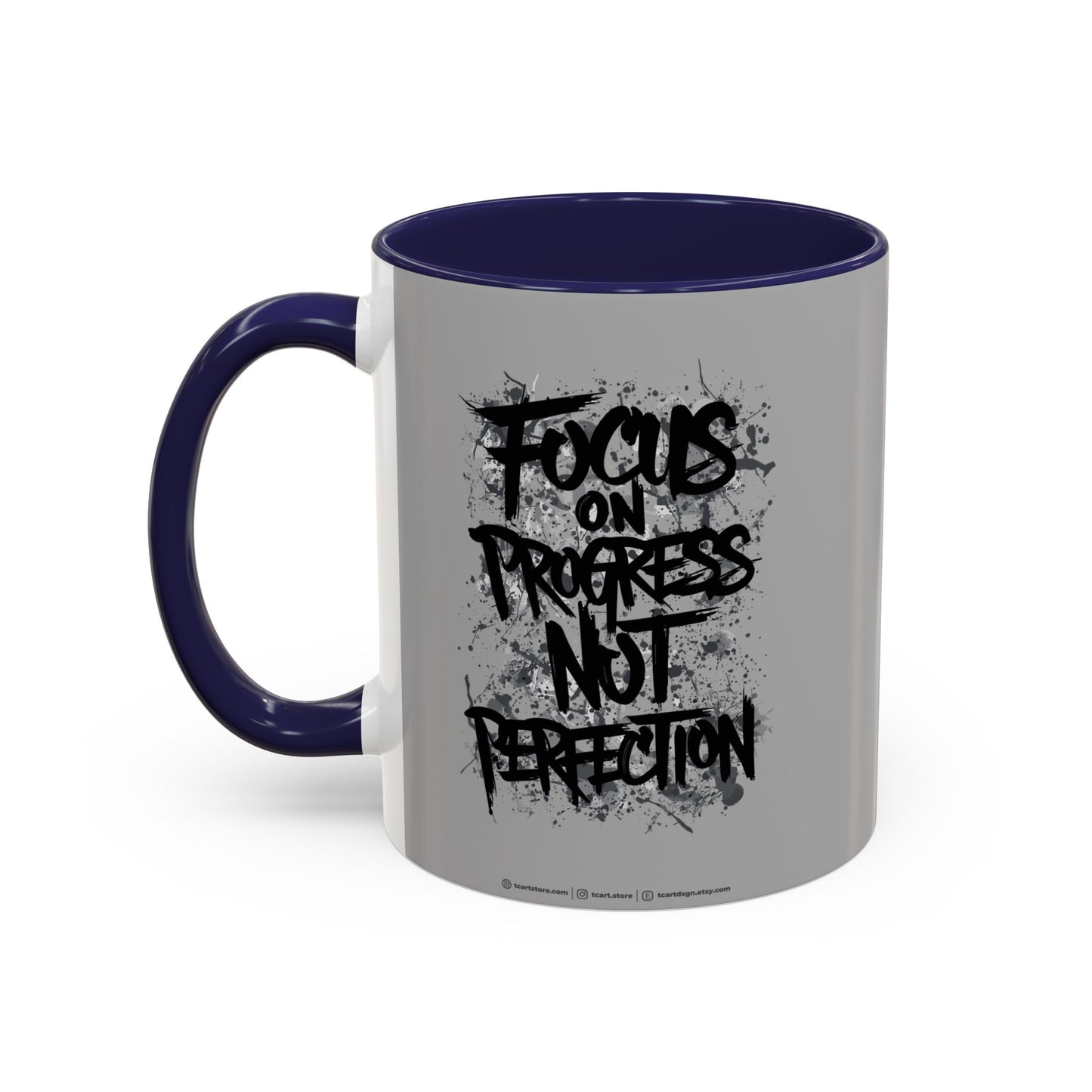 Focus On Progress Not Perfection Accent Coffee Mug (11, 15oz)