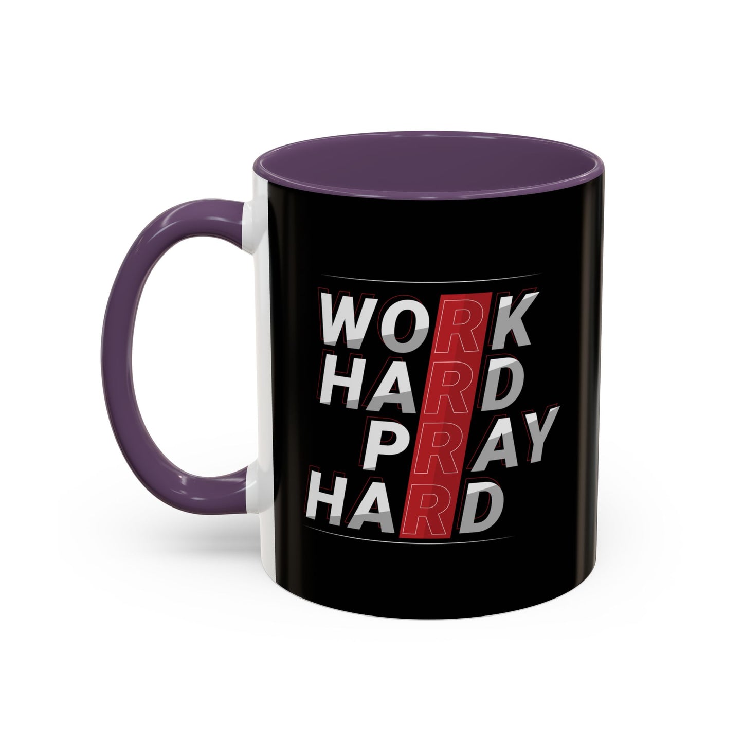 Work Hard Pray Hard Accent Coffee Mug (11, 15oz)