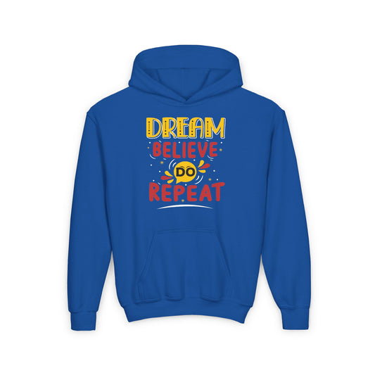Dream Believe Repeat Youth Heavy Blend Hooded Sweatshirt