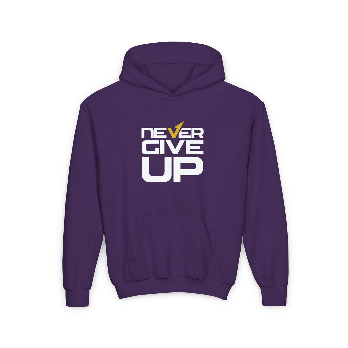 Never Give Up Youth Heavy Blend Hooded Sweatshirt