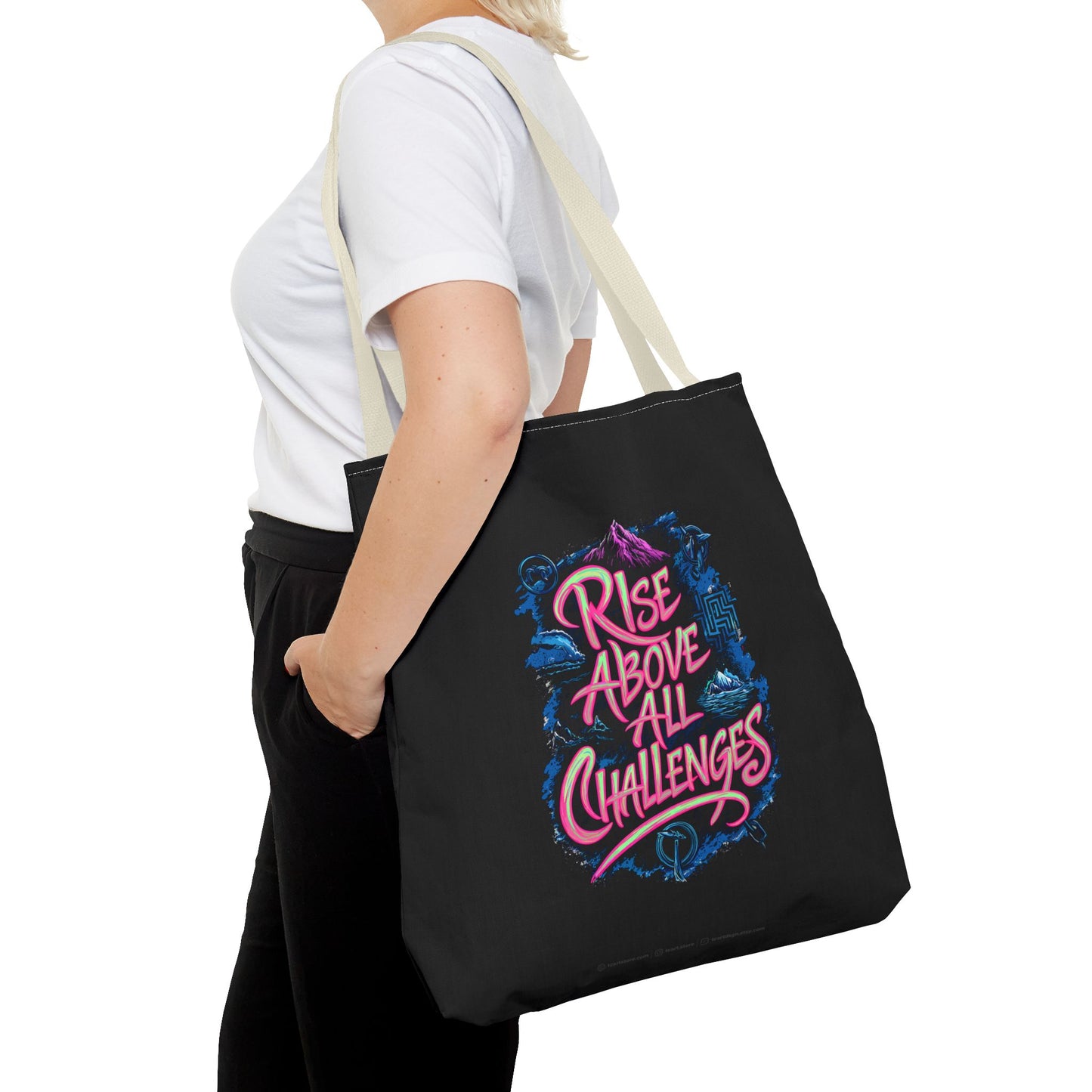 Rise Above All Challenges Tote Bag (AOP)
