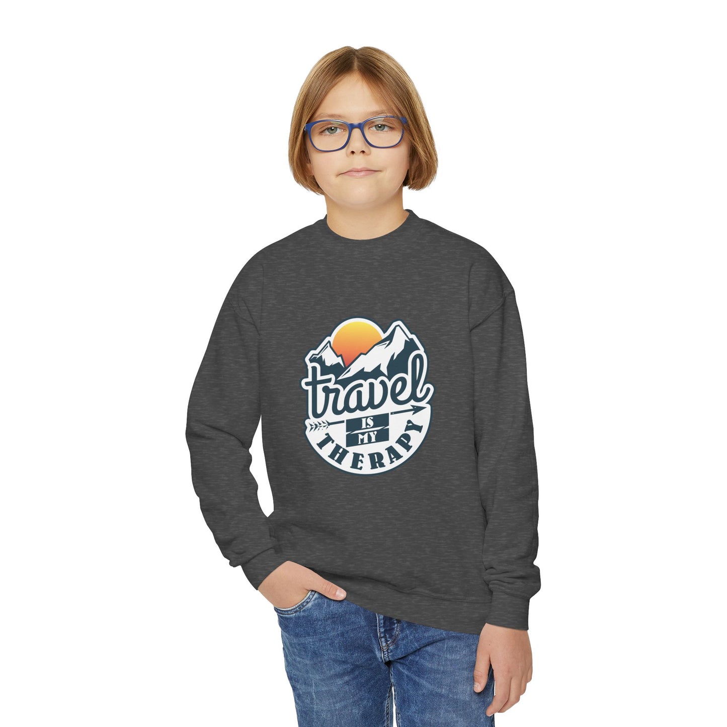 Travel Is My Therapy Youth Crewneck Sweatshirt