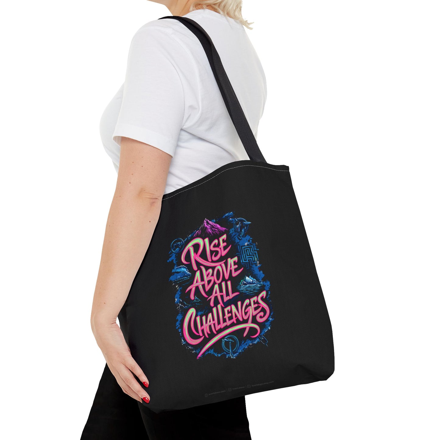Rise Above All Challenges Tote Bag (AOP)