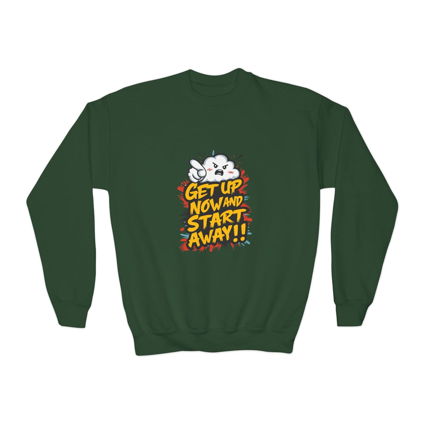 Get Up Now And Start Away!! Youth Crewneck Sweatshirt