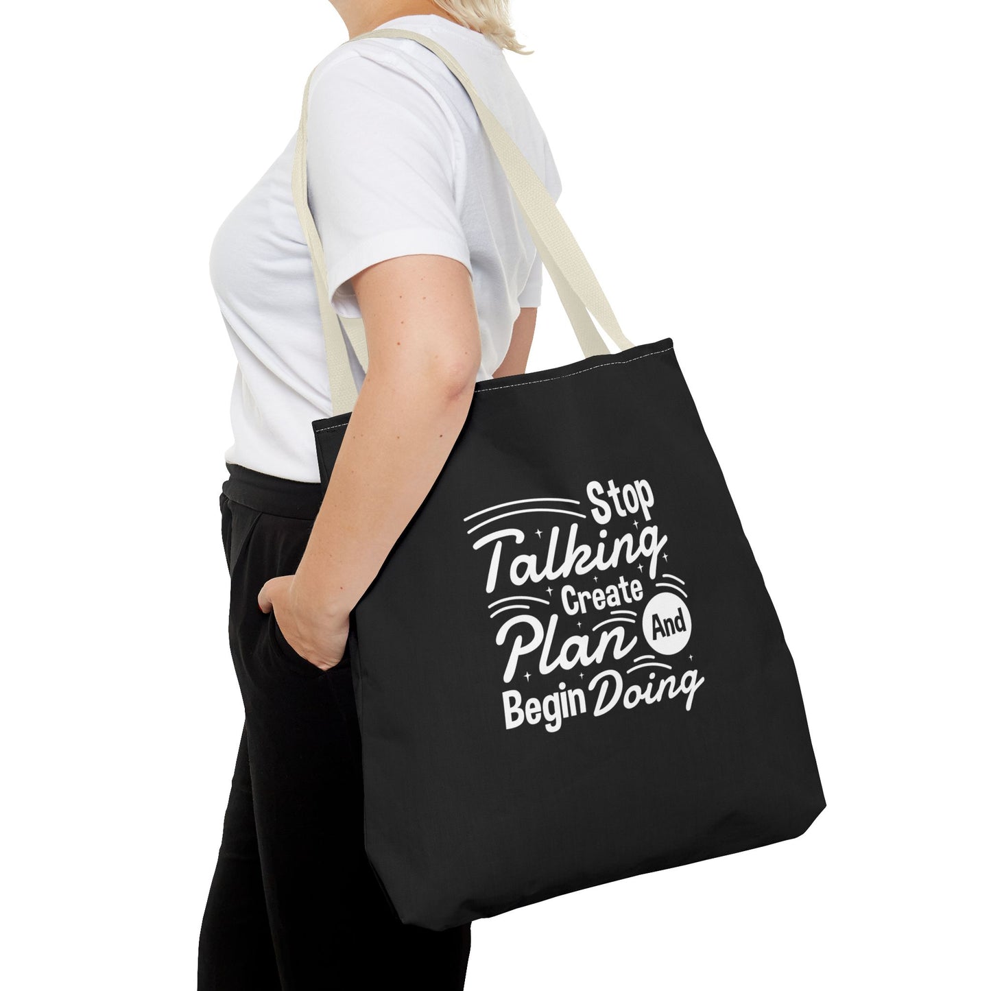 Stop Talking Create Plan And Begin Doing Tote Bag (AOP)