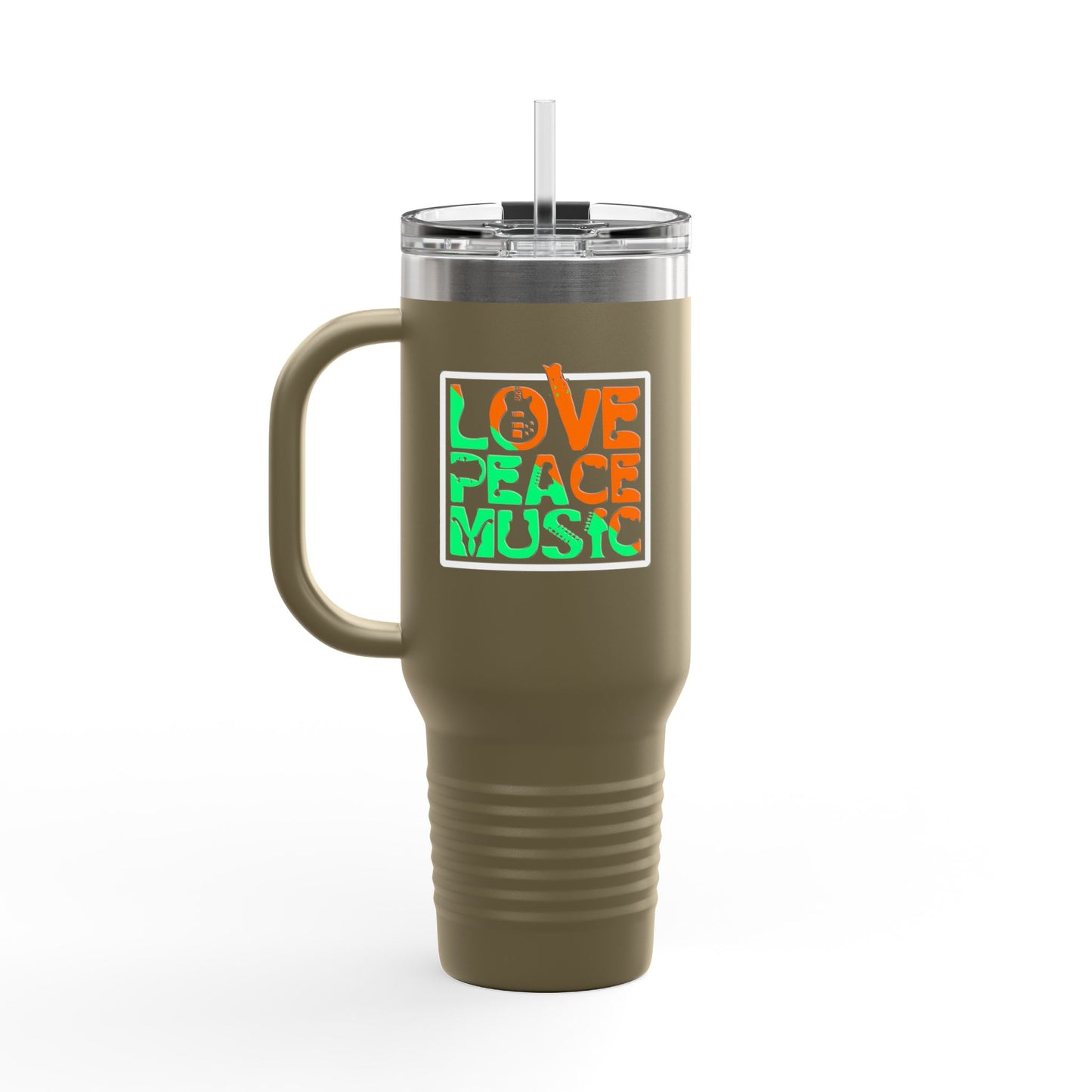 Love Peace Music Insulated Travel Mug, 40oz
