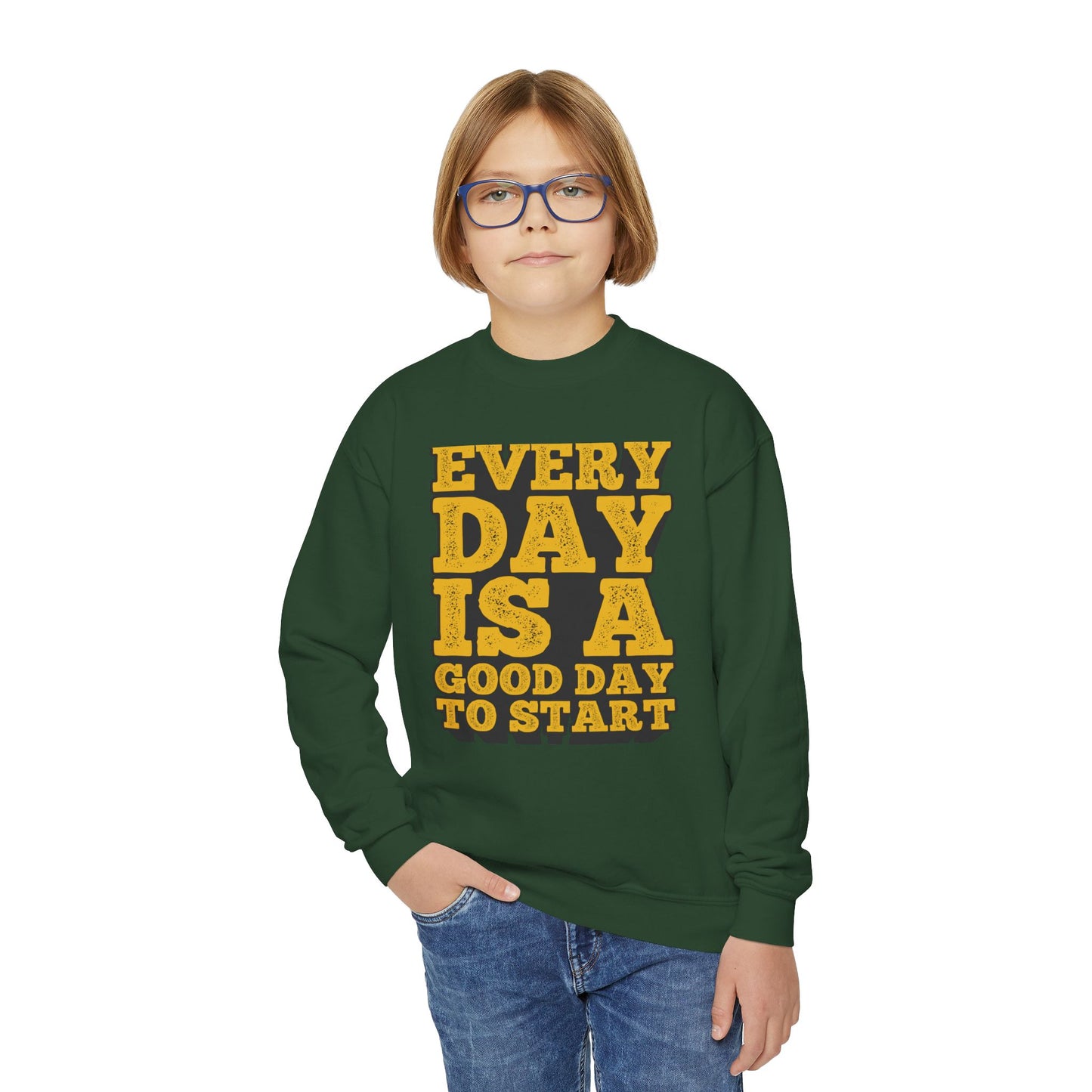 Every Day Is A Good Day To Start Youth Crewneck Sweatshirt