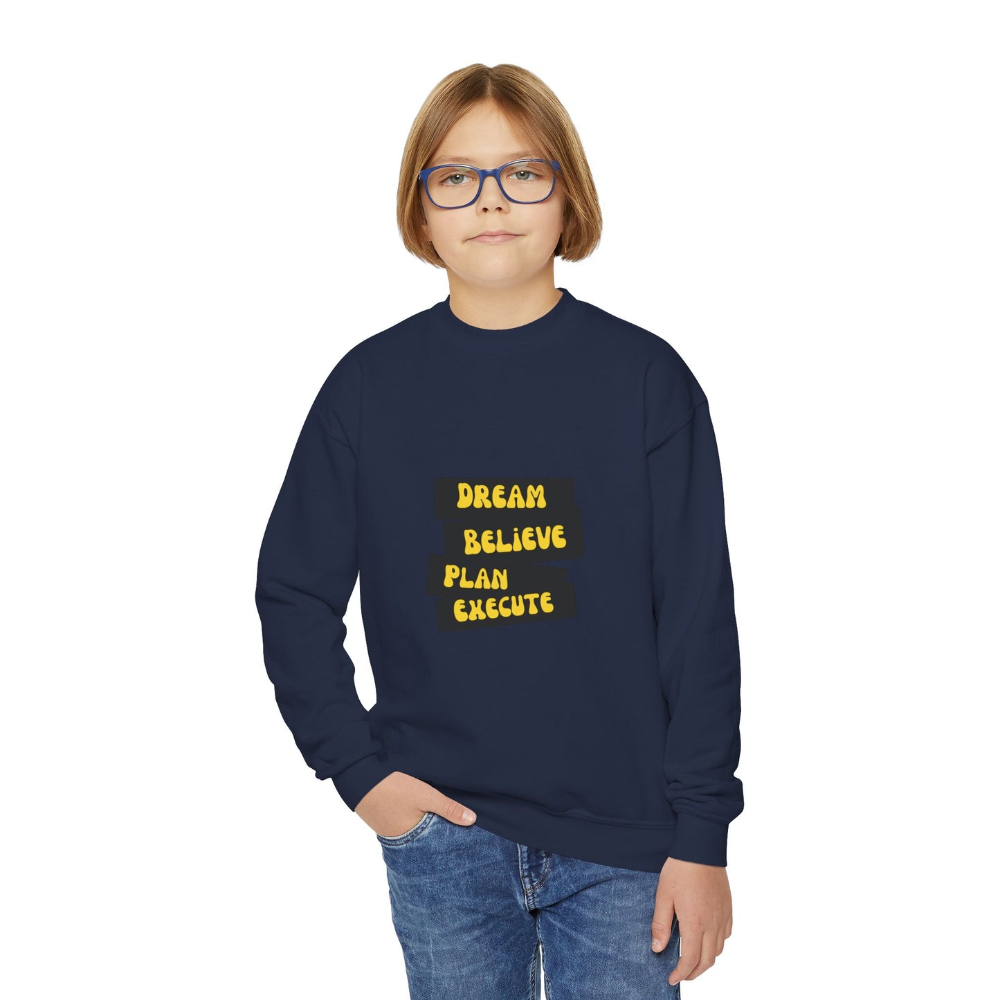 Dream Believe Plan Execute Youth Crewneck Sweatshirt