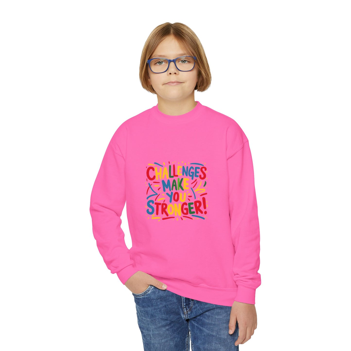 Challenges Make You Stronger! Youth Crewneck Sweatshirt