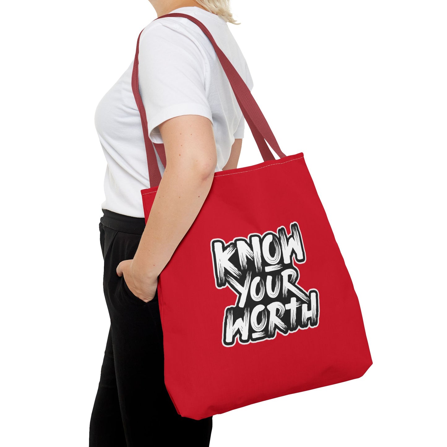 Know Your Worth Tote Bag (AOP)
