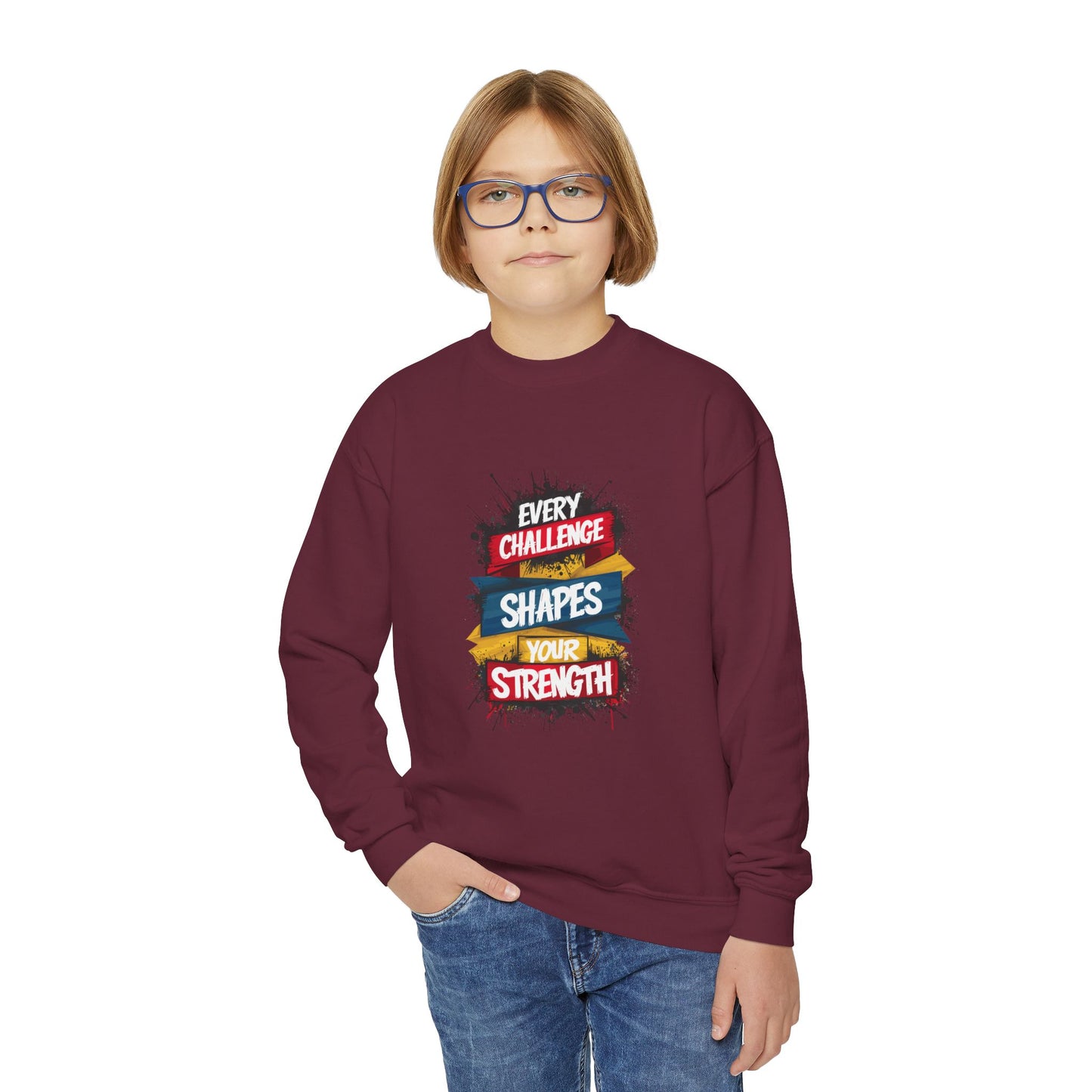 Every Challenge Shapes Your Strength Youth Crewneck Sweatshirt