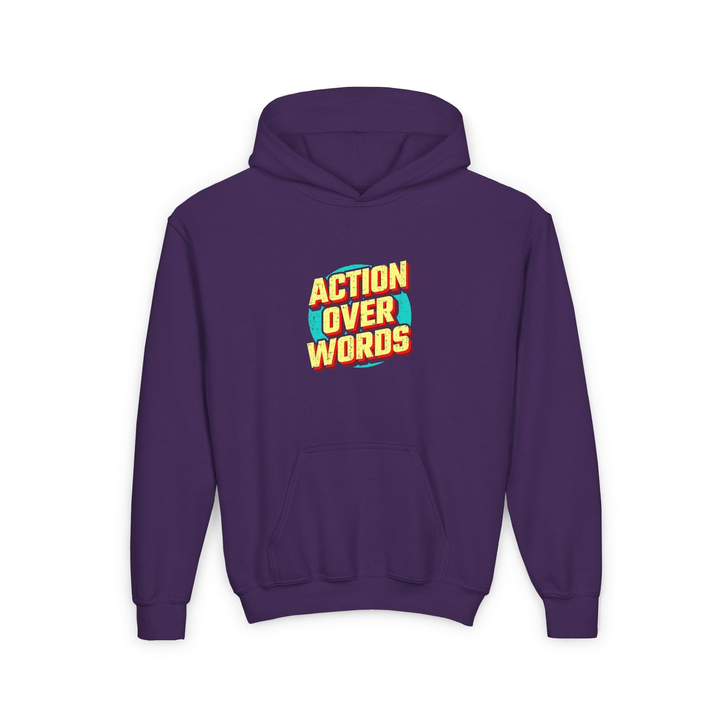 Action Over Words Youth Heavy Blend Hooded Sweatshirt