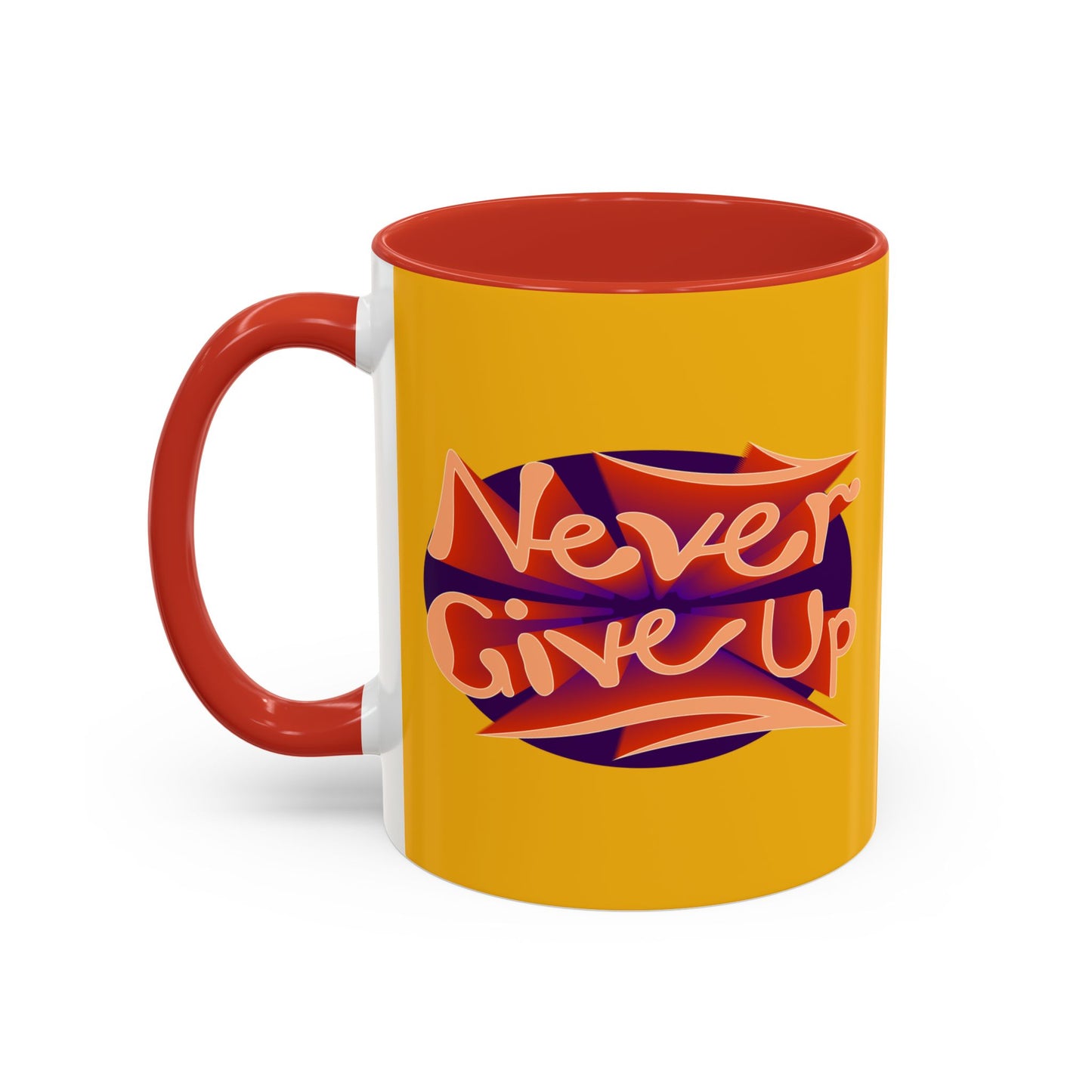 Never Give Up Accent Coffee Mug (11, 15oz)