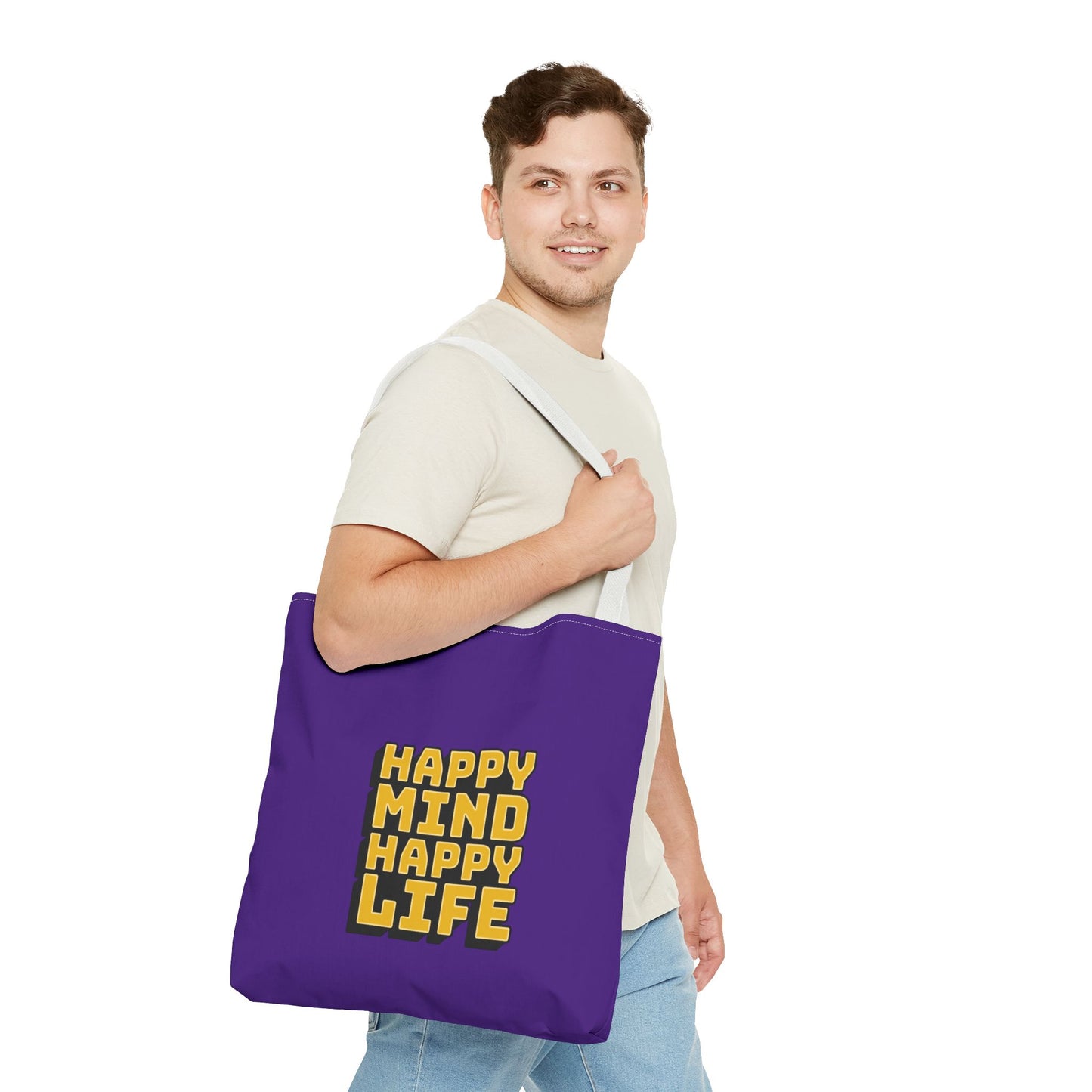 Happy Mind Happy Life Tote Bag (AOP)