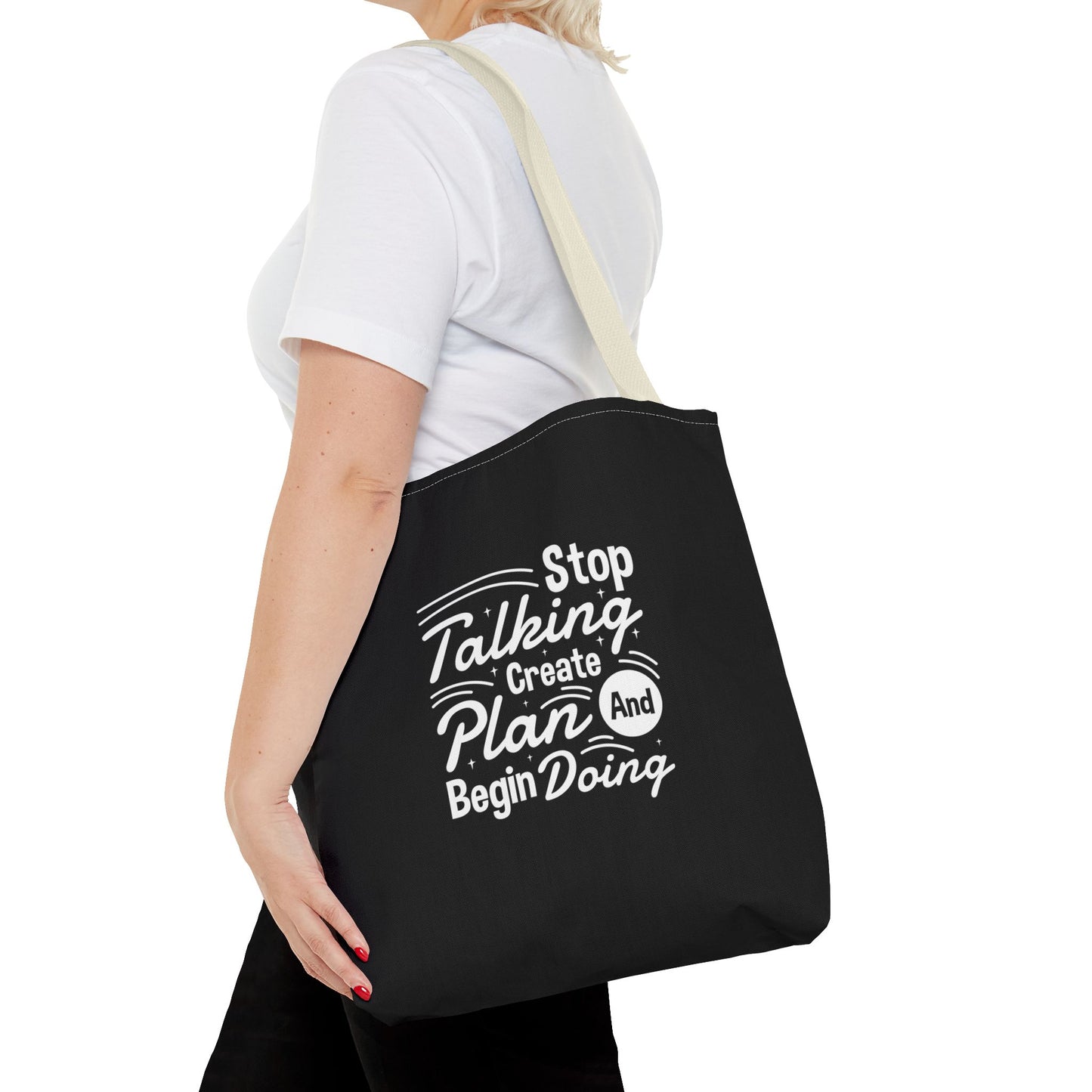 Stop Talking Create Plan And Begin Doing Tote Bag (AOP)