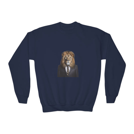 Lion Business Person Youth Crewneck Sweatshirt