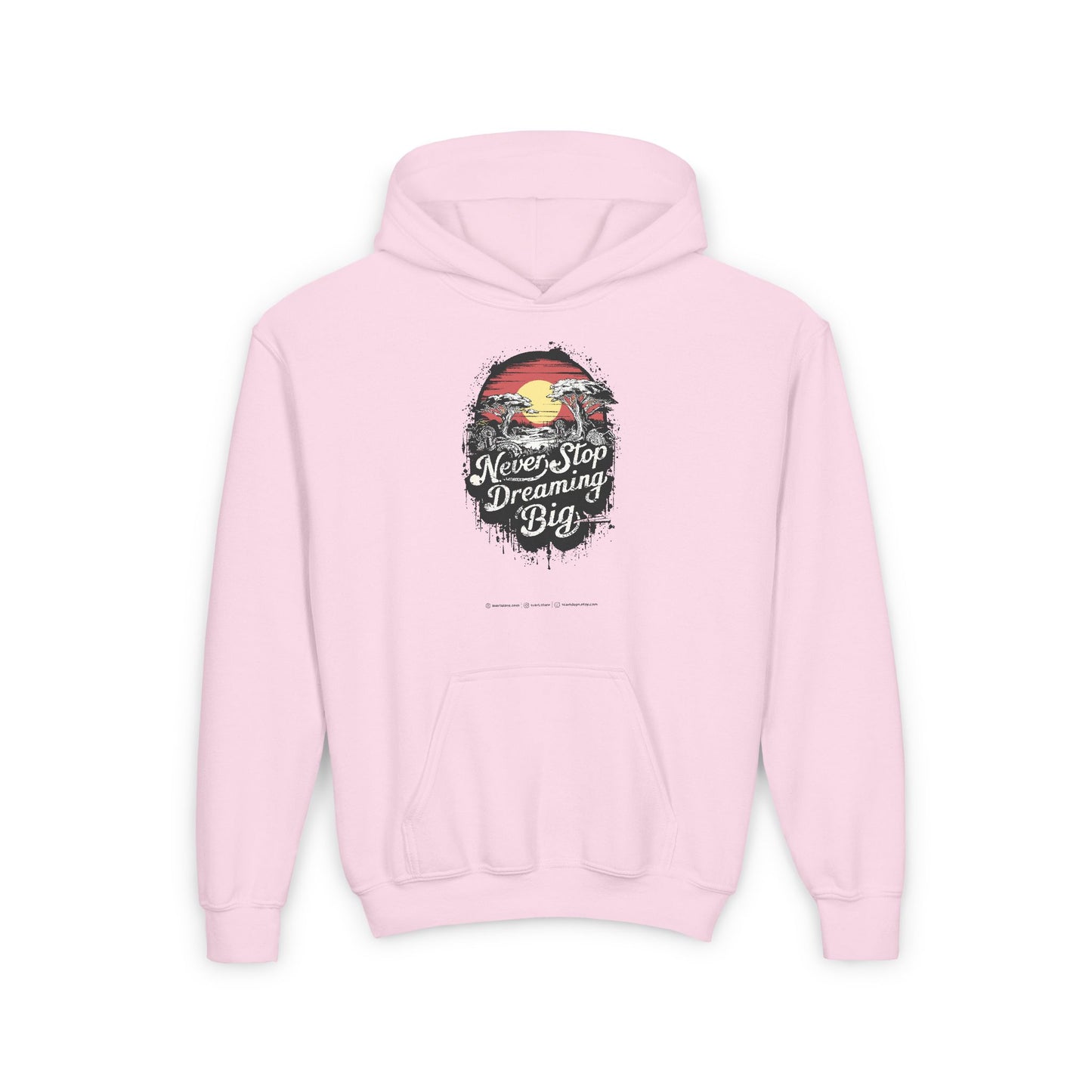 Never Stop Dreaming Big Youth Heavy Blend Hooded Sweatshirt