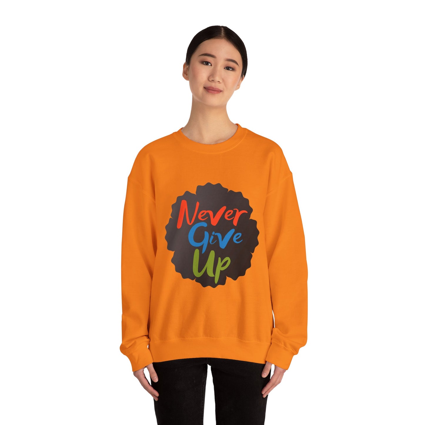 Never Give Up Unisex Heavy Blend™ Crewneck Sweatshirt