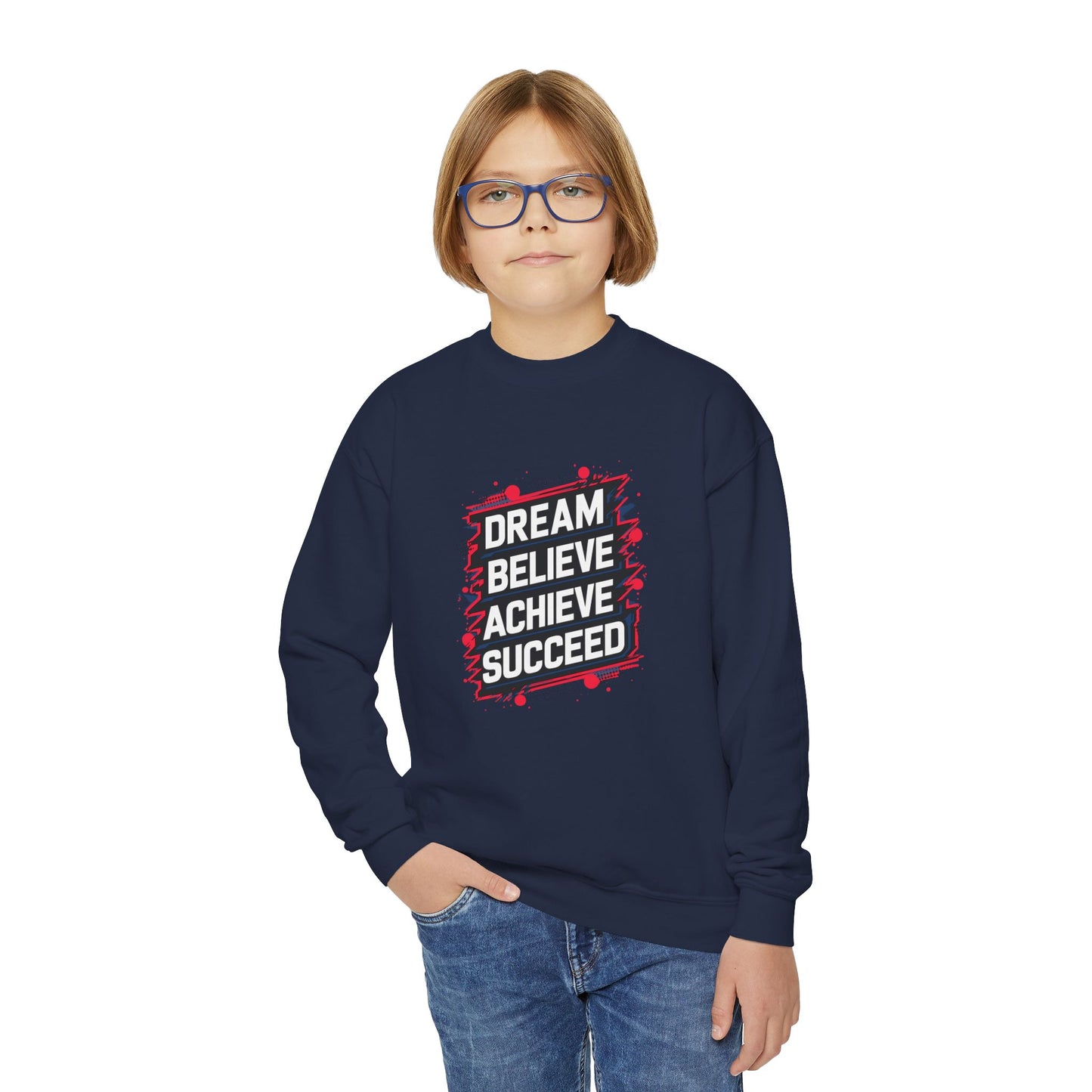 Dream Believe Achieve Succeed Youth Crewneck Sweatshirt