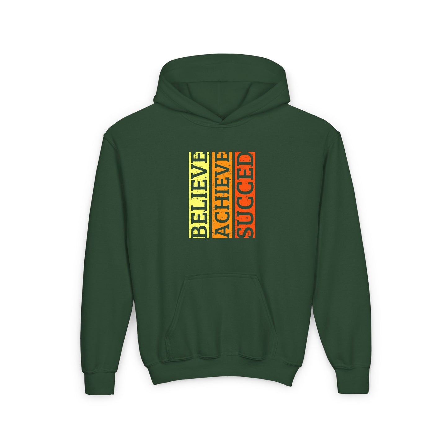 Belive Achieve Succed Youth Heavy Blend Hooded Sweatshirt