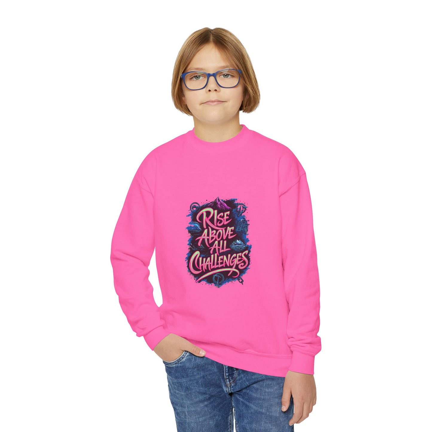 Rise Above All Challenges Youth Crewneck Sweatshirt