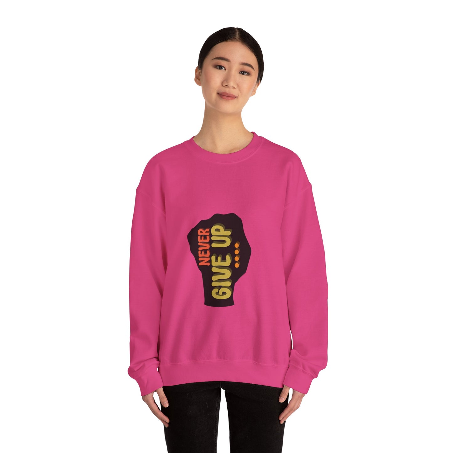 Never Give Up Unisex Heavy Blend™ Crewneck Sweatshirt