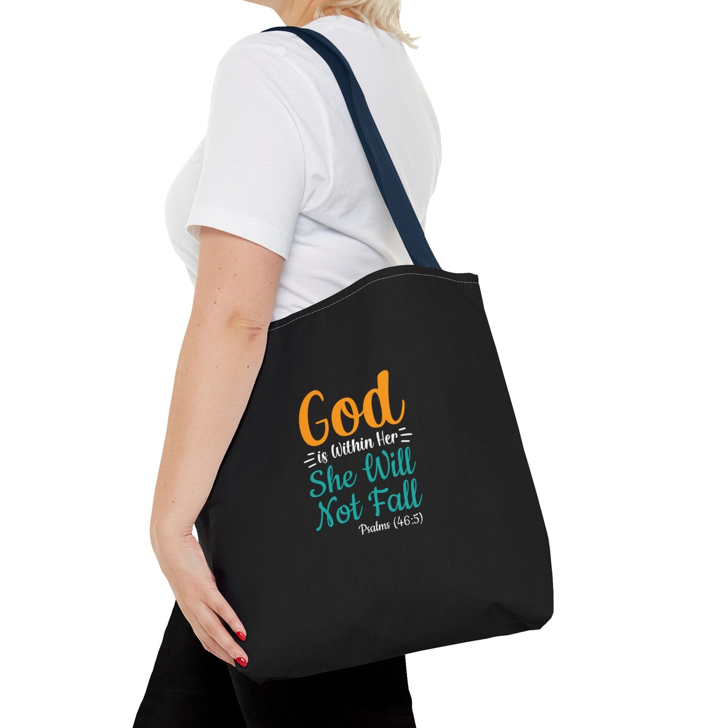 God Is Within Her She Will Not Fall Tote Bag (AOP)