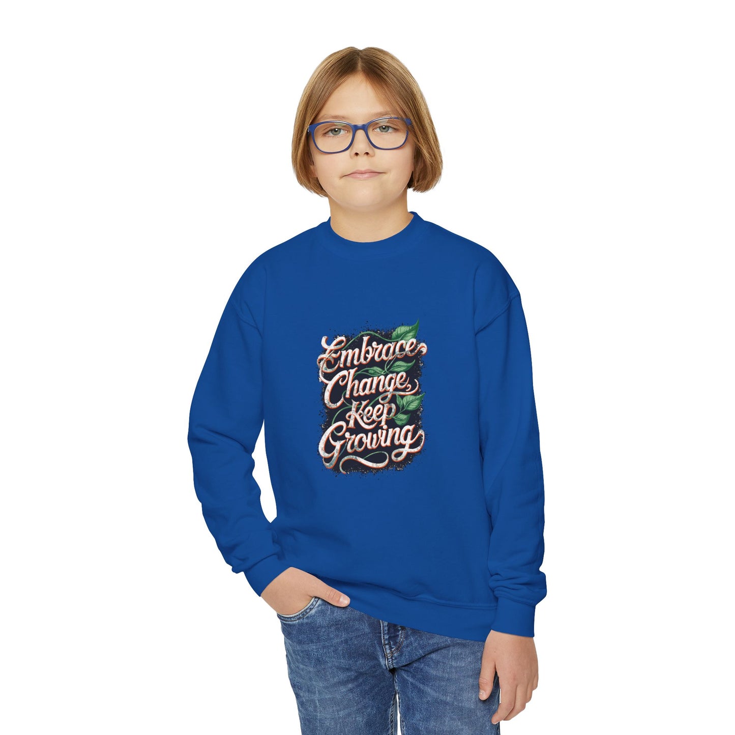 Embrace Change Keep Growing Youth Crewneck Sweatshirt