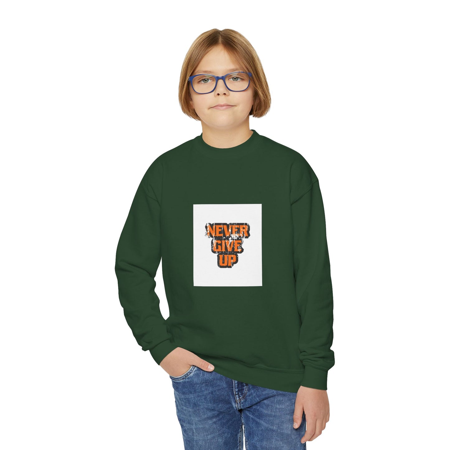 Never Give Up Youth Crewneck Sweatshirt