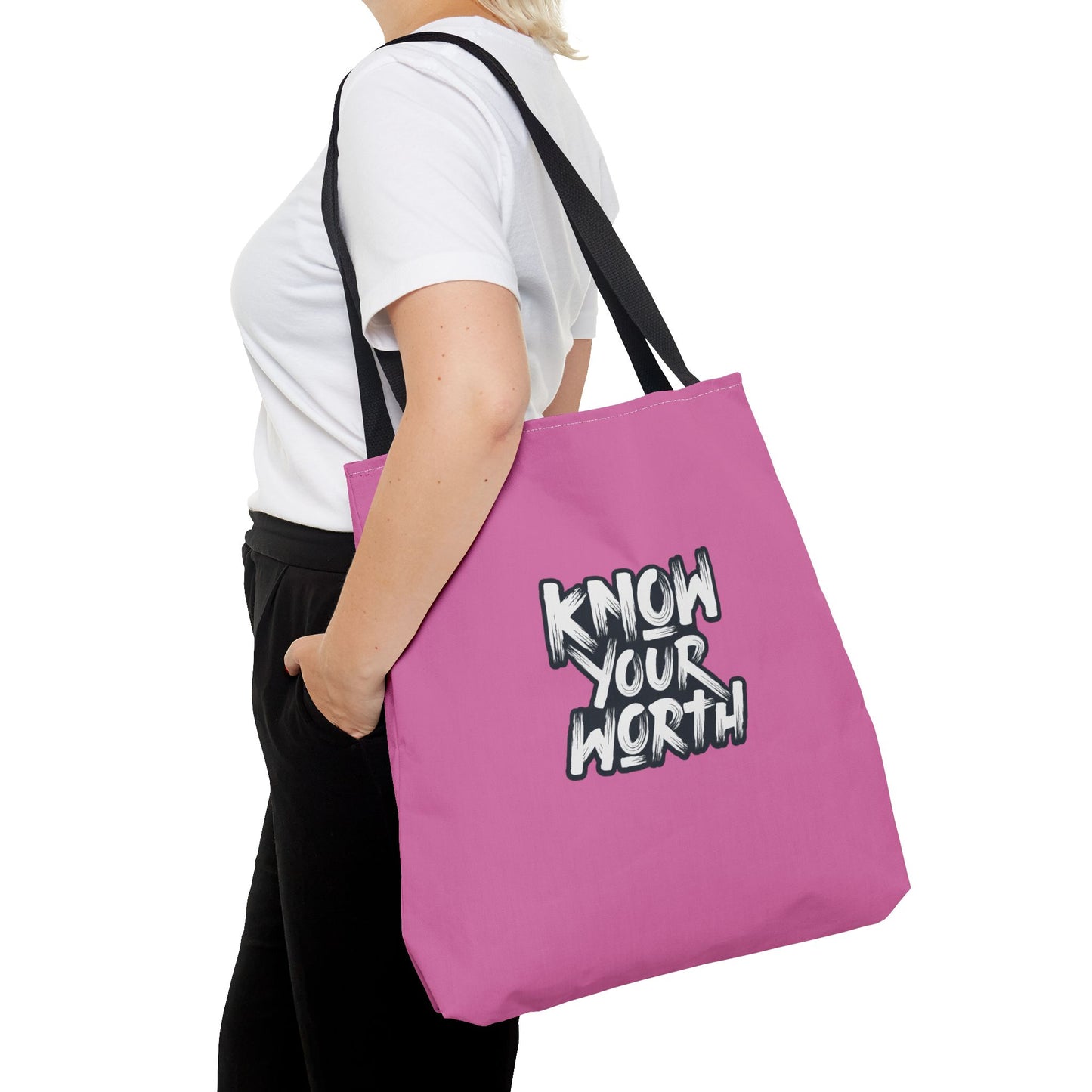 Know Your Worth Tote Bag (AOP)