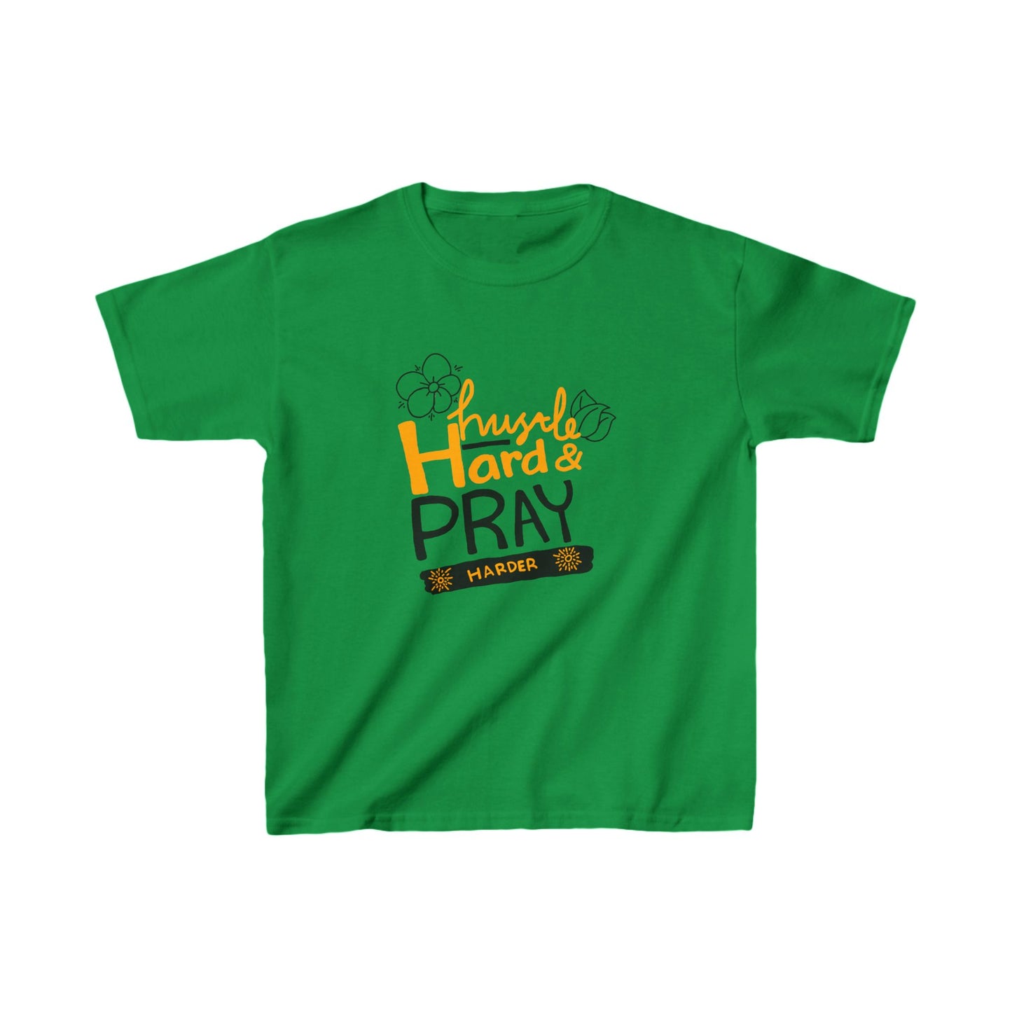 Hustle Hard And Pray Harder Kids Heavy Cotton™ Tee